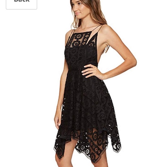 Free People Black Asymmetrical Lace Dress Backless - Picture 3 of 6